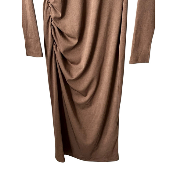 Cider Bodycon Dress Women's Size Medium Brown Ribbed Midi - Picture 6 of 11